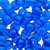 50, 6mm Transparent Medium Blue Round Glass Beads