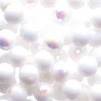 100 6mm Opaque White AB Round Glass Beads