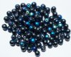 50 6mm Round Metallic Gunmetal AB Glass Beads