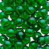 50 6mm Transparent Kelly Green Round Glass Beads