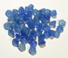 50 6mm Transparent Matte Green & Blue Button Flower Beads