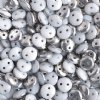 50 6mm Chalk Silver Two Hole Glass Lentil Beads