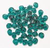 50, 6mm Transparent Emerald Ruffled Round Glass Beads