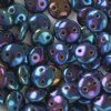50 6mm Opaque Blue Iris Two Hole Glass Lentil Beads