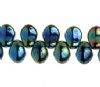 50, 6x8mm Metallic Green AB Glass Leaf Beads