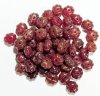 50 6x8mm Dark Red Marble Fluted Glass Melon Beads