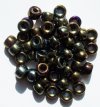 50 6x9mm Opaque Brown Iris Glass Crow Beads