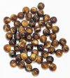 30, 7mm Satin Dark Caramel Topz Round Glass Beads