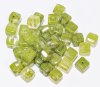 50 7x7mm Crystal & Olive Marble Cube Beads