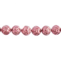22, 8mm Crystal Metallic Pink Dyed Two Hole Candy Rose Beads 