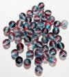 25, 8mm Transparent Crystal, Teal, and Fuchsia Round Glass Beads