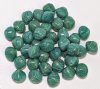 30, 8x9mm Fluted Green Marble Bicone Glass Beads
