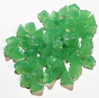 50 7mm Milky Jade Green Bell Flower Beads
