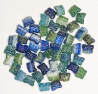 50 8mm Blue Green and White Marble Butterfly Beads