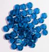 50 8x3mm Transparent Dark Aqua Flat Disk Beads