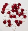 50 8mm Opaque Red and White Glass Heart Bead Mix