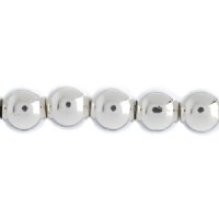 24 Inch Strand of 9mm Bright Silver Round Metalized Glass Beads