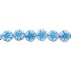 22, 9mm Dark Blue On Alabaster Czech Glass Pressed Flower Beads