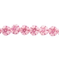 22, 9mm Pink On Alabaster Czech Glass Pressed Flower Beads