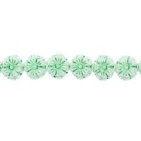 22, 9mm Light Green On Alabaster Czech Glass Pressed Flower Beads