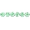 22, 9mm Light Green On Alabaster Czech Glass Pressed Flower Beads