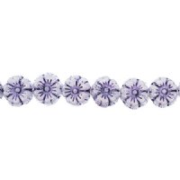 22, 9mm Purple On Alabaster Czech Glass Pressed Flower Beads