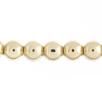 24 Inch Strand of 9mm Bright Gold Round Metalized Glass Beads