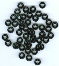 50 3x9mm Opaque Black Glass Ring Beads