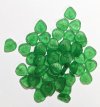 50 9mm Matte Transparent Green Leaf Beads