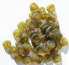 50 9mm Transparent Matte Khaki Leaf Beads
