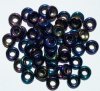 50 3x9mm Metallic Navy Iris Ring Beads
