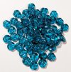 50 9mm 3 Petal Transparent Dark Aqua Pansy Flower Beads