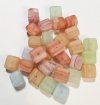 30 9x10mm Matte Mixed Marble Cube Beads