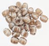 30, 9x6mm White and Topaz Striped Oval Beads