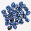 30, 9x8mm Satin Sapphire Tortoise Oval Beads