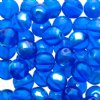 50 6mm Transparent Capri Blue AB Round Glass Beads