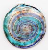 1 54mm Round Aqua, Blue, Copper Swirl Lampwork Pendant