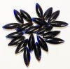 20 8x23mm Dark Blue and Topaz Marble Navette Drops