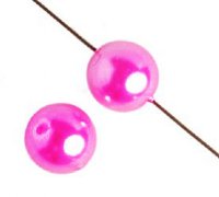 16 inch strand of 4mm Hot Pink Round Glass Pearl Beads