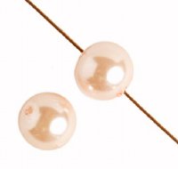 16 inch strand of 6mm Pale Peach Round Glass Pearl Beads