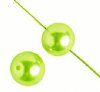 16 inch strand of 6mm Bright Lime Round Glass Pearl Beads