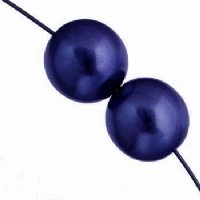 16 inch strand of 6mm Royal Blue Round Glass Pearl Beads