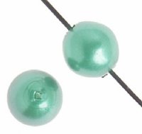 16 inch strand of 6mm Light Teal Round Glass Pearl Beads