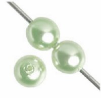 16 inch strand of 6mm Light Green Round Glass Pearl Beads