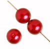 16 inch strand of 8mm Round Red Glass Pearl Beads