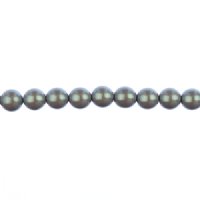 8 inch strand of 8mm Iridescent Grey Round Glass Pearl Beads