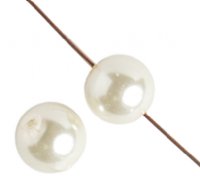 16 inch strand of 8mm Round Ivory Glass Pearl Beads