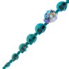 6.5 Inch Strand of Turquoise Blue Glass, Ceramic, and Howlite Skull Beads