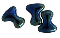 50, 8x2mm Black / Blue Iris Czech Glass Tee Beads
