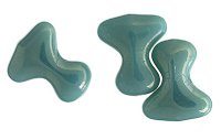 50, 8x2mm Opaque Green Turquoise Golden Iris Czech Glass Tee Beads
